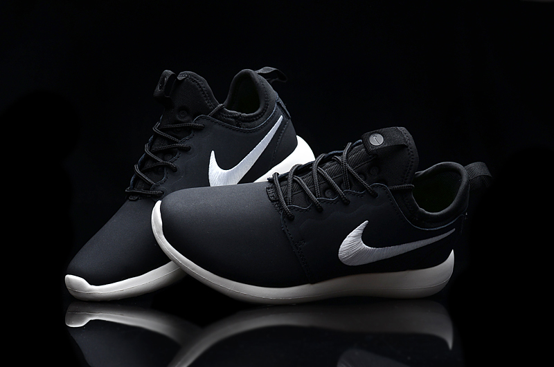 Women Nike Roshe 2 Leather PRM Black Silver Shoes - Click Image to Close